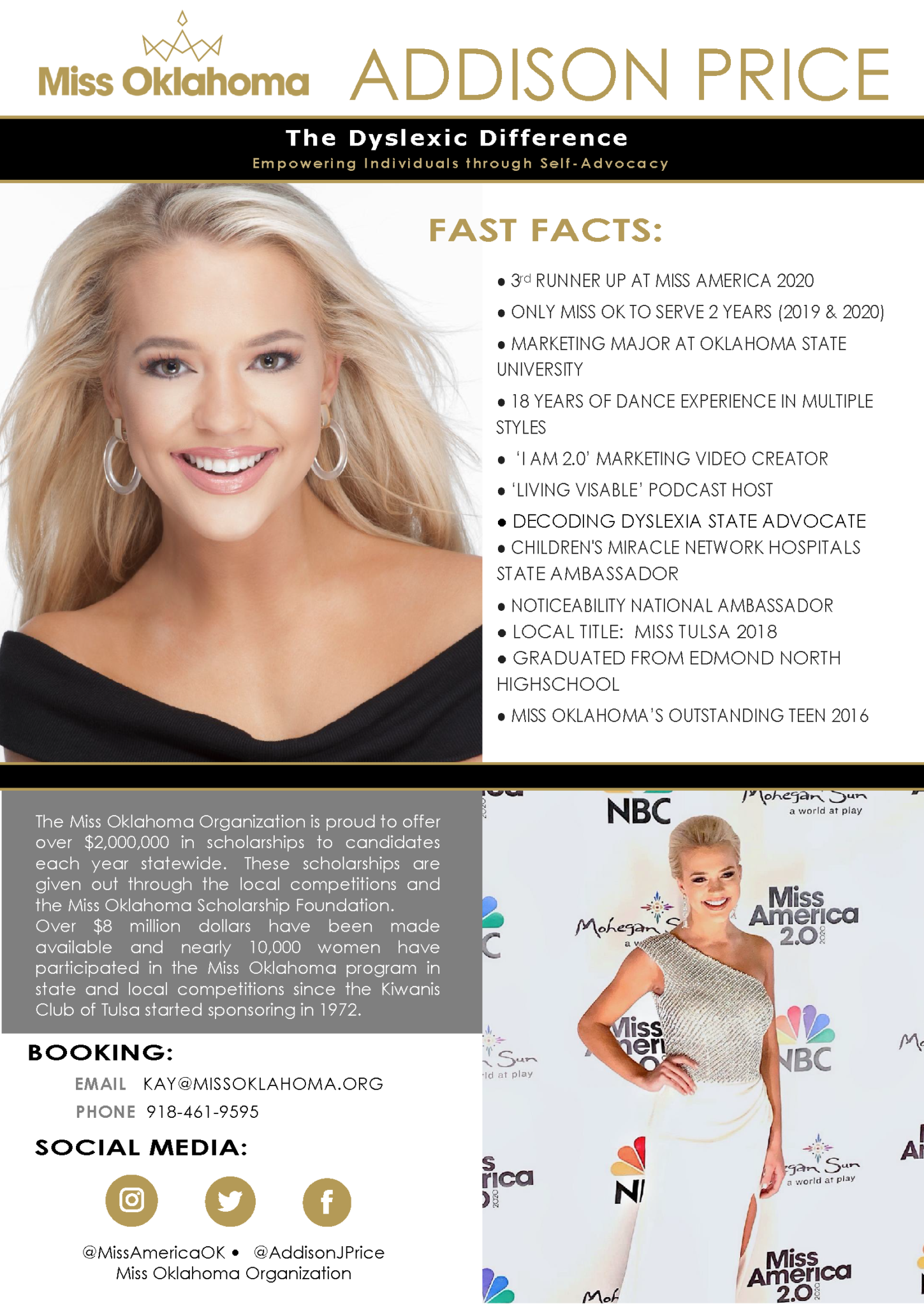 Miss Oklahoma 2019, Addison Price | Miss Oklahoma Pageant